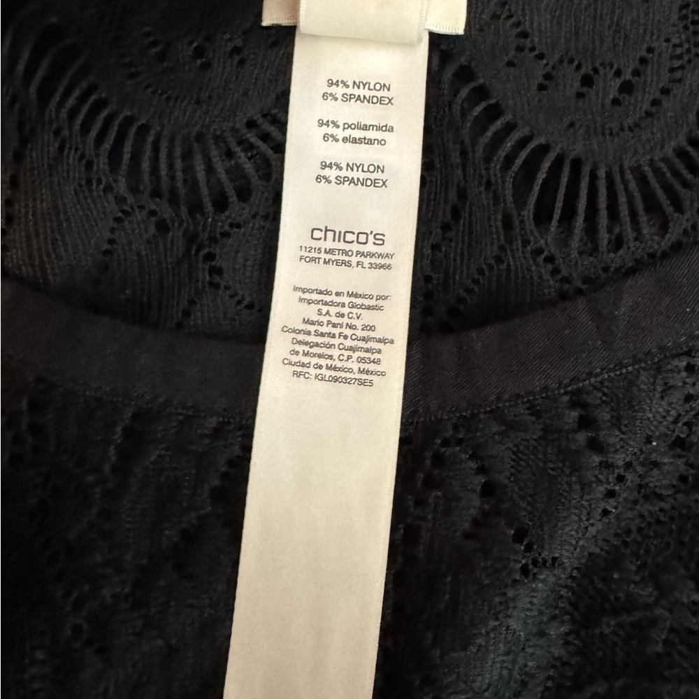 NWOT Chico’s Delicate Lace Flare Sleeve Top XL Sheer Romantic Layer Piece Black - Picture 8 of 9